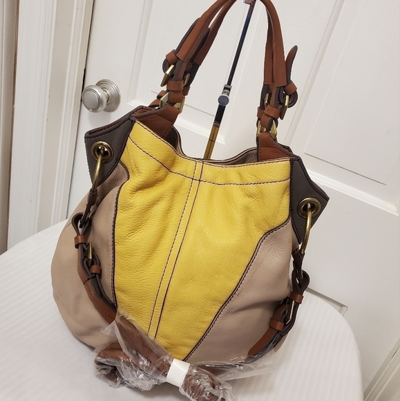OrYany Victoria Dove Color Block Pebble Grain Leather Bag, Classic, Hobo - Picture 3 of 9